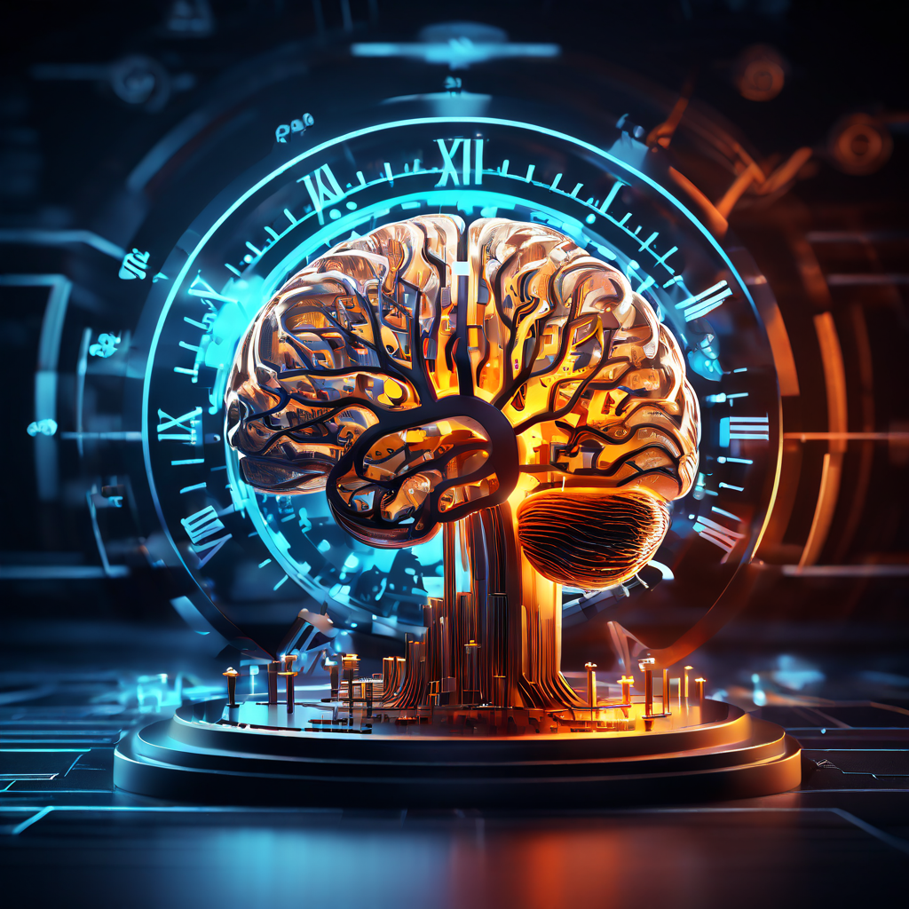 2FA 인증 과정에서 느끼는 시간적 압박과 정신적 부담을 상징적으로 표현한 이미지로, 시계 톱니바퀴가 인지 부하를 받는 뇌를 압박하는 모습을 추상적으로 시각화하였습니다.