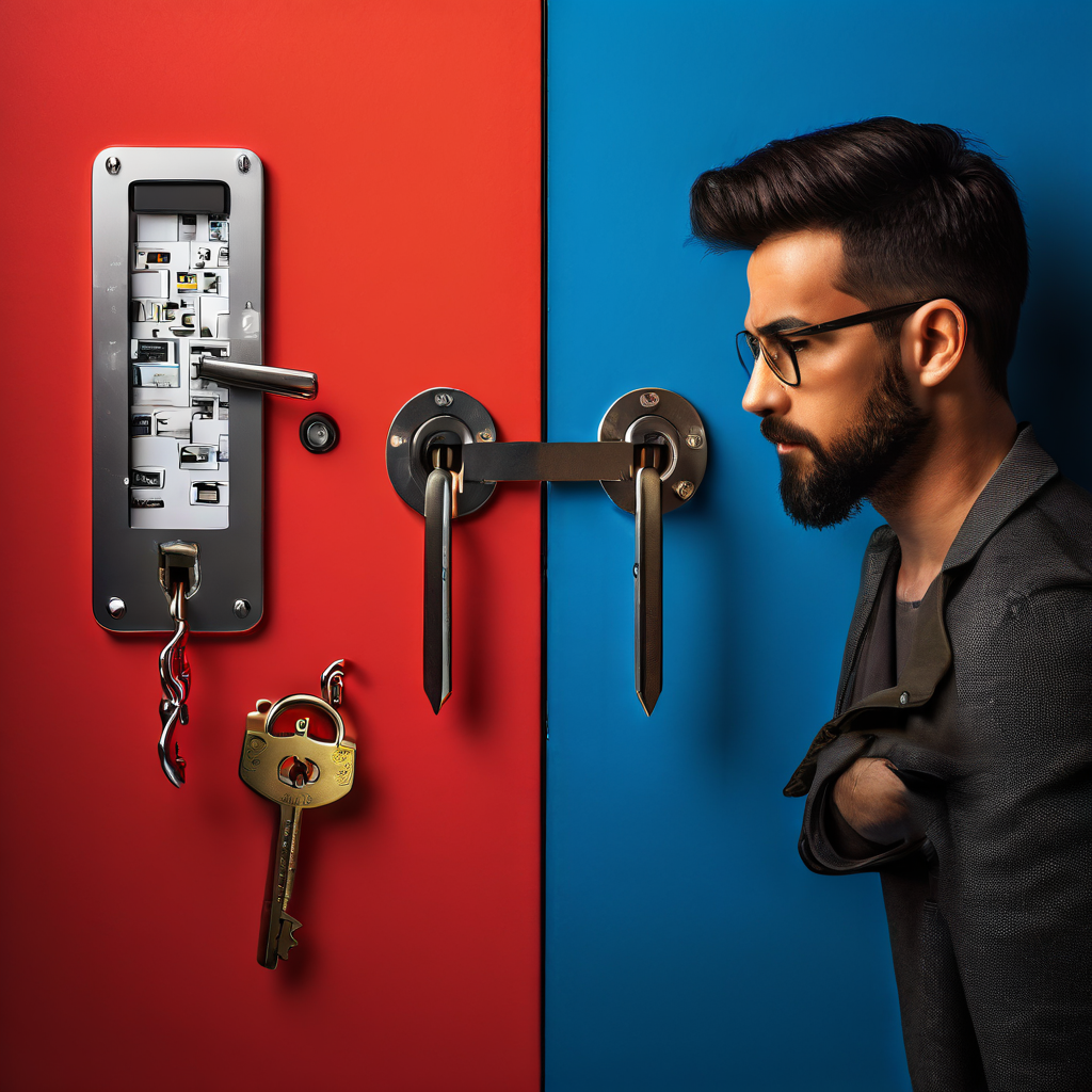 보안 강화를 위한 동적 키 변경 기술과 번거로운 비밀번호 수동 변경을 대조적으로 보여주며 사이버 보안의 편의성과 효율성을 설명하는 개념 이미지입니다.