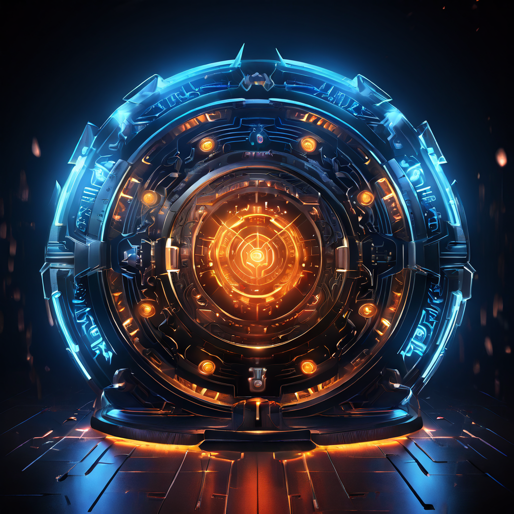 사이버 공격을 상징하는 화살들을 겹겹이 쌓인 보안 계층과 방어 심볼이 빛나는 디지털 방패가 막아내는 모습으로, 강력한 정보 보안과 위협 대응 시스템을 시각화한 이미지입니다.