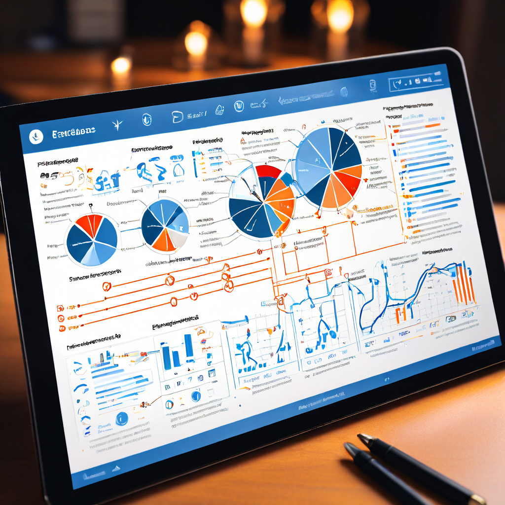 태블릿 화면에 표시된 고객 선별 전략 플로우차트로, 잠재 고객 분석, 점수 부여, 최종 선정 단계를 아이콘을 활용하여 상세히 설명하는 전략적 리드 필터링 과정을 보여줍니다.