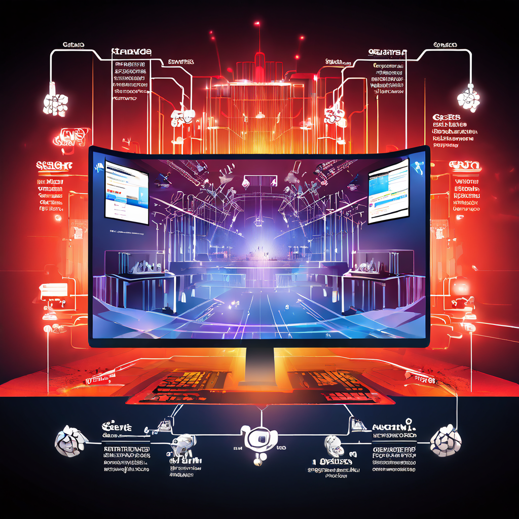 온라인 콘서트 백엔드 아키텍처를 설명하는 기술 다이어그램으로, 여러 개의 동기화된 비디오 스트림이 단일 시청자 화면으로 통합되는 과정을 보여줍니다.