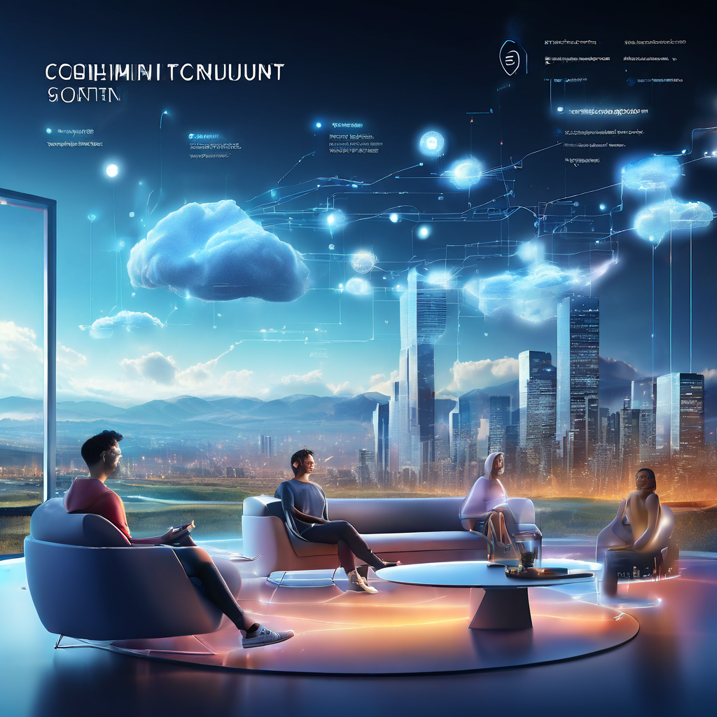 Premium cloud-based community platform showing abstract digital layers for casual thread management in a secure online service...