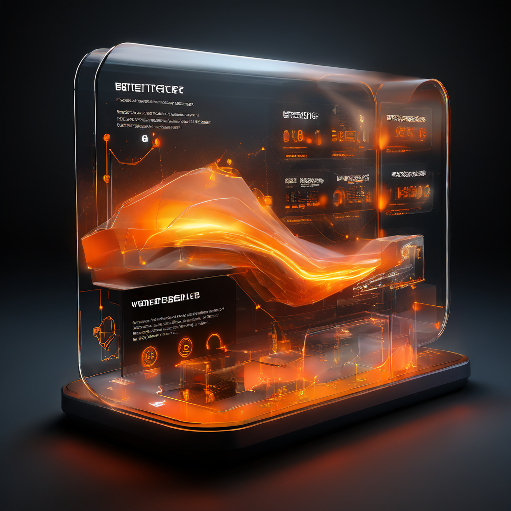 Futuristic digital settlement history interface with layered glow and data path lines